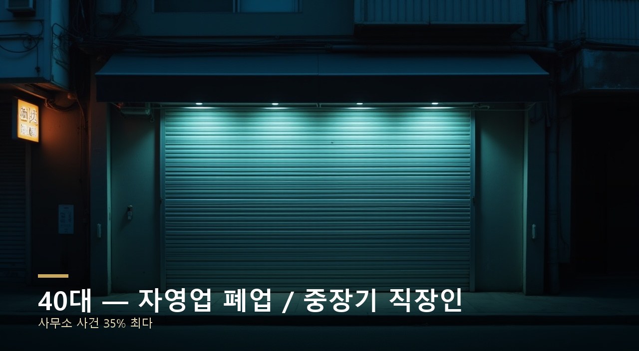 40대 — 자영업 폐업 / 중장기 직장인