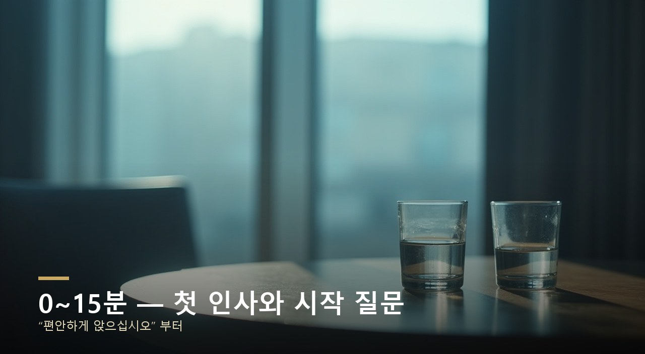 0~15분 — 첫 인사와 시작 질문