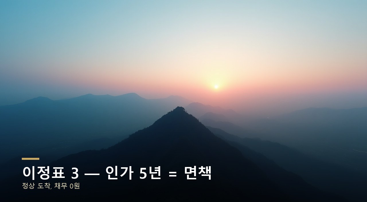 이정표 3 — 인가 5년 = 면책